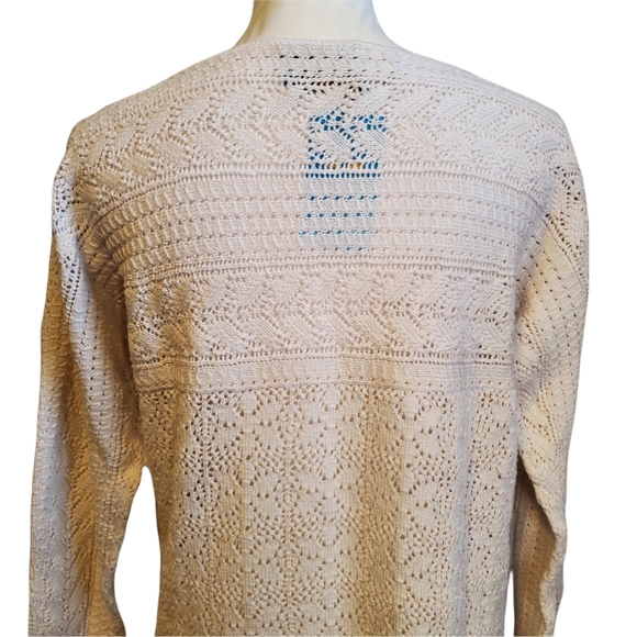 NEW ISELFIELD Silk Blend Open Knit Round Neck Pullover Sweater - Picture 6 of 11